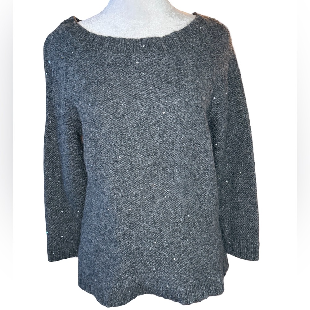 Talbots Charcoal Gray Sequined Sweater Medium
